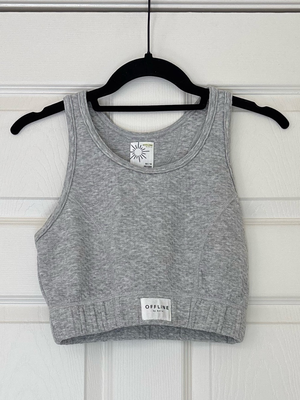 OFFLINE by Aerie Cotton Blend Coffee Run Quilted Sports Bra with Elastic Band